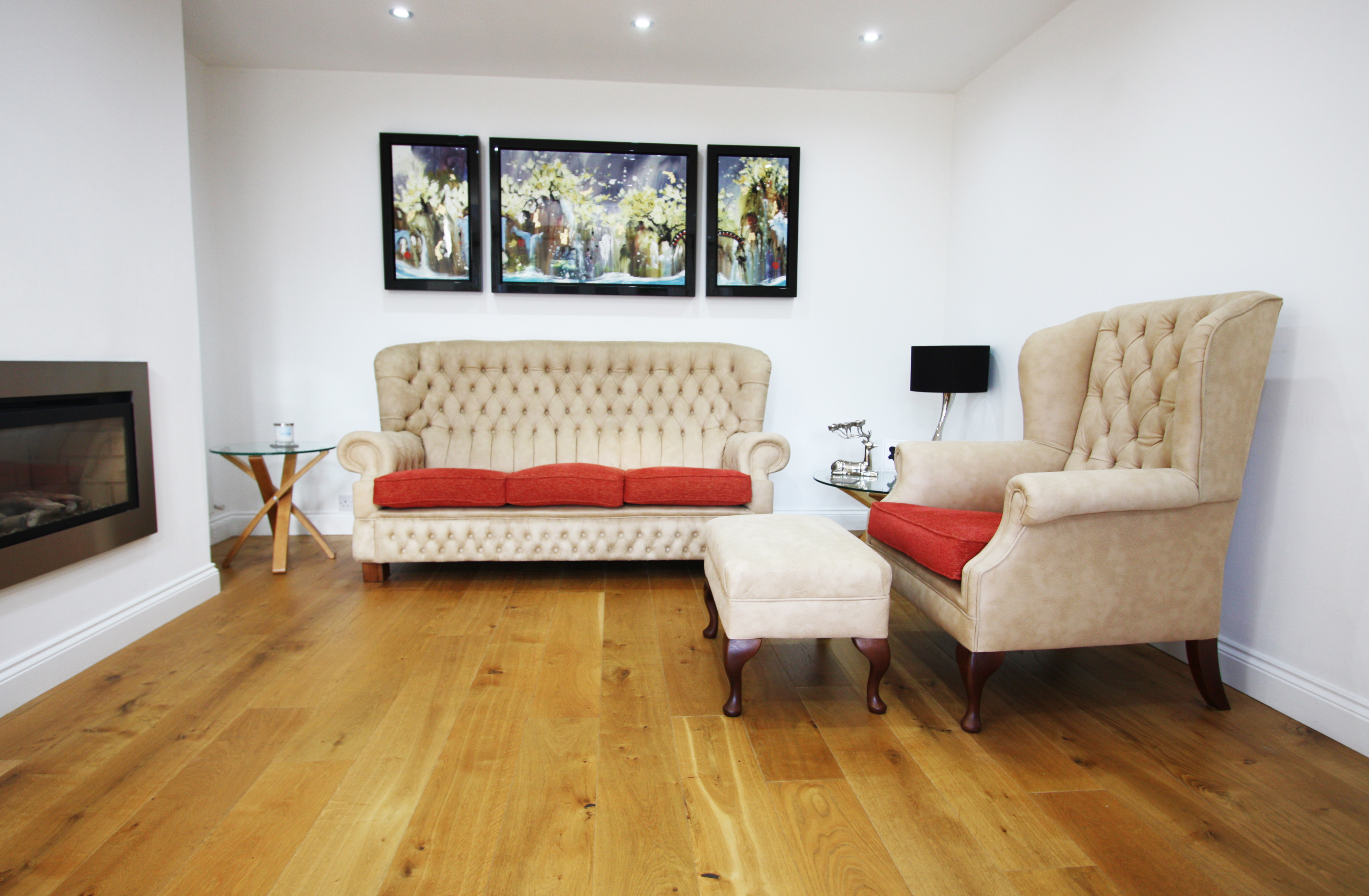 Chesterfield Sofas with matching Wingback armchair and ...